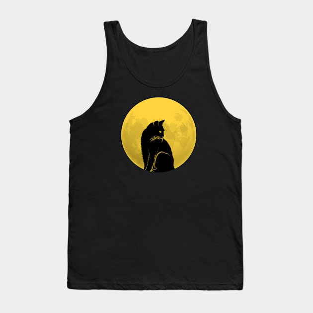 Black Cat and Full Moon Tank Top by dentikanys